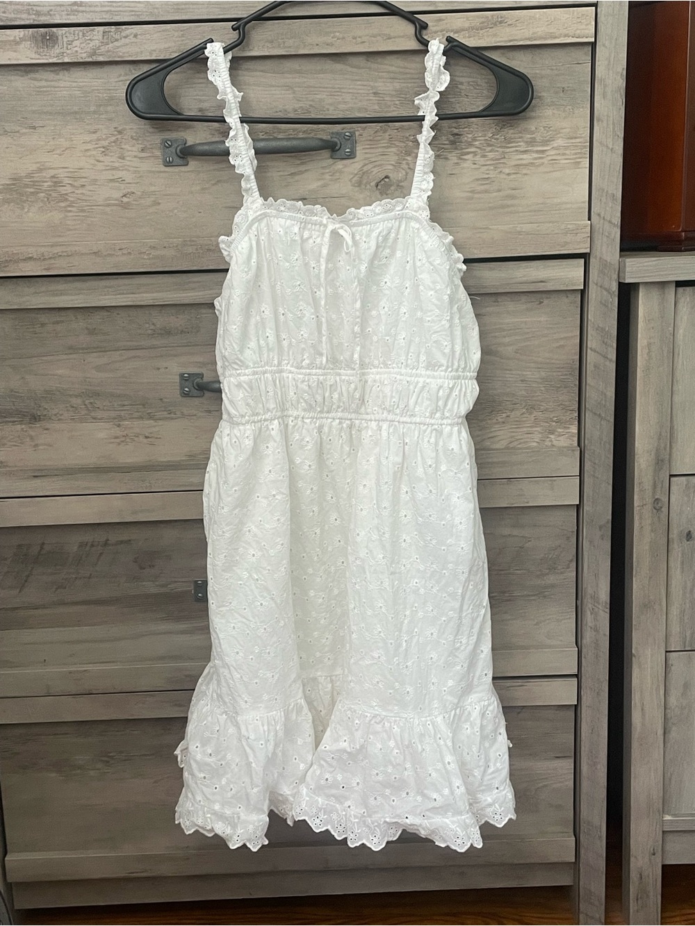 Celebrity Pink Women's White Spaghettit Strap Eyelet Babydoll Dress S